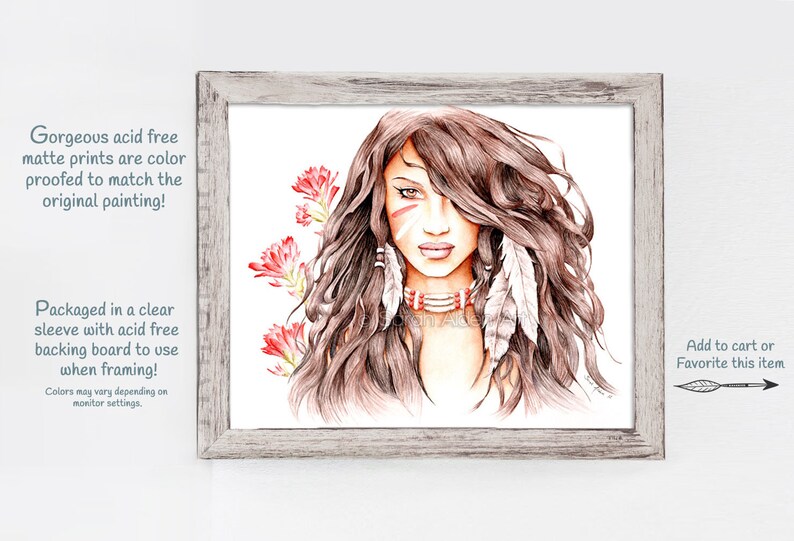 Puede incluir: Una ilustraci&oacute;n digital de una mujer con cabello largo y casta&ntilde;o, que lleva un collar de cuentas y plumas. Tiene un dise&ntilde;o pintado rojo y blanco en la cara. El fondo es blanco con flores rojas.