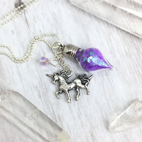 The Last Unicorn Necklace, Womens Unicorn Jewelry, Magical Unicorn Gift for  Girl, Cute Unicorn Dust Vial, Fairy Fairycore Jewelry Goblincore 