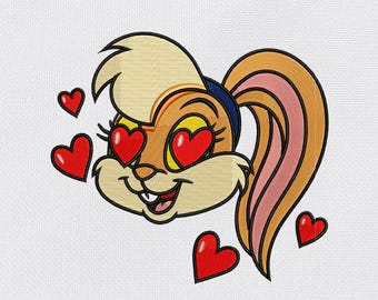 Bunny Love Embroidery Design | Cartoon Inspired Machine Embroidery Files | (dst, exp, pes, jef, vp3, etc.) | Instant Digital Download