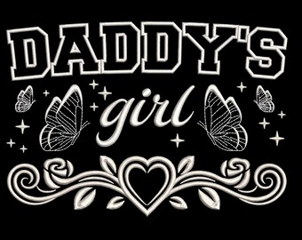 Daddy's Girl Machine Embroidery Design, Butterfly Heart Varsity Script Floral, Father's Daughter Gift Idea, Instant Download