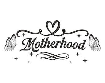 Motherhood Machine Embroidery Design, Mama Mother's Day Butterfly Heart Swirl, Instant Download Digital File