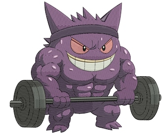 Muscle Ghost Gym Machine Embroidery Design, Lifting Monster, Fitness Bodybuilding Art, Instant Download