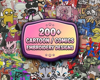 200+ Embroidery Design Bundle | Machine Embroidery Digital Files | Cartoon Character Patterns | PES DST JEF etc. Instant Download