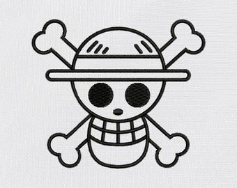 Pirate Jolly Roger Embroidery Design | Anime Inspired Machine Embroidery Files | (dst, exp, pes, jef, vp3, etc.) | Instant Digital Download