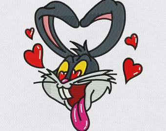 Bunny Love Embroidery Design | Cartoon Inspired Machine Embroidery Files | (dst, exp, pes, jef, vp3, etc.) | Instant Digital Download