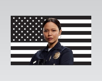 Lucy Chen Wandbehang - Schwarze Amerikanische Flagge - The Rookie Wall Art Decor | TV-Show-Fan-Raum-Flagge | Ästhetische Schlafzimmer Dekoration