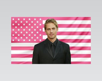 Paul Walker Pink American Flag Tapestry – Fast & Furious Wall Art Decor | Actor Fan Room Flag | Aesthetic Pink Bedroom Decor