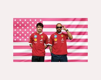 "Charles Leclerc & Alice (Hamiltons "" Pinke Amerikanische Flagge Tapisserie - Formel 1 Wandkunst |." F1 Racing Fan Deko Flagge