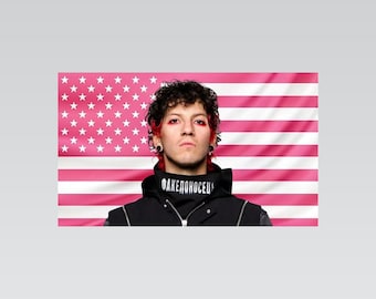 Josh Dun Pink Amerikanische Flagge - Twenty One Pilots Wandkunst | Schlagzeuger Fan Raum Dekor | Ästhetische Pink Flagge