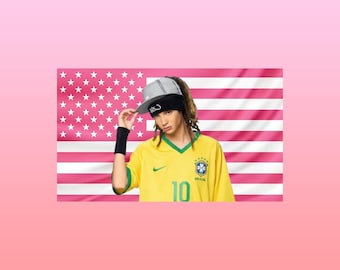 Tom Kaulitz Pinke Amerikanische Flagge Wandbehang - Rock Musik Wand Kunst | Band Fan Dekor | Ästhetische rosa Flagge | Geschenk für Frauen