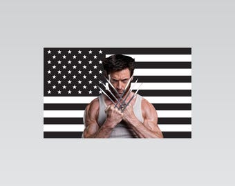 Wolverine Black American Flag Tapestry – Marvel Wall Art Decor | X-Men Fan Room Flag | Dark Aesthetic Bedroom Decor