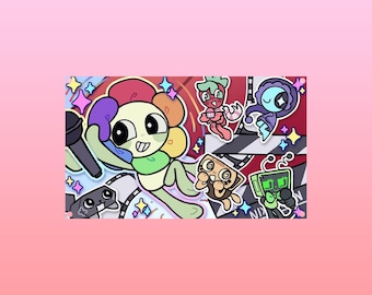 Dandy’s World Flaggen Wandbehang – Wandbehang | Gaming Banner | Bunte Fächer Deko Raum Geschenk