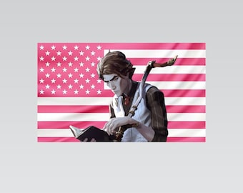 Vi Arcane Pink American Flag Tapestry – Arcane Wall Art Decor | League of Legends Fan Flag | Aesthetic Pink Bedroom Decor