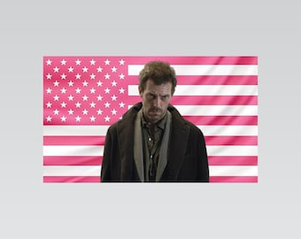 Dr. House Pink American Flag Tapestry – House MD Wall Art Decor | Medical Drama Fan Flag | Aesthetic Pink Bedroom Decor