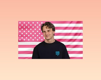 Oscar Piastr Pink Amerikanische Flagge Wandbehang - Formel 1 Rennsport Wandkunst | F1 Fahrer Fan Dekor | Ästhetische Motorsport-Flagge