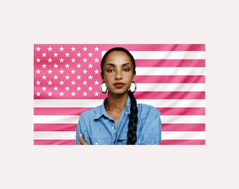 Sade Pink Amerikanische Flagge Tapisserie - Soul Musik Wand Kunst Dekor | Sänger Fan Zimmer Flagge | Ästhetischer Rosa Schlafzimmer Dekor
