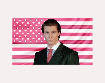 Patrick Bateman Pink Amerikanische Flagge Wandkunst - American Psycho Wandkunst | Ästhetische Film Dekor Flagge