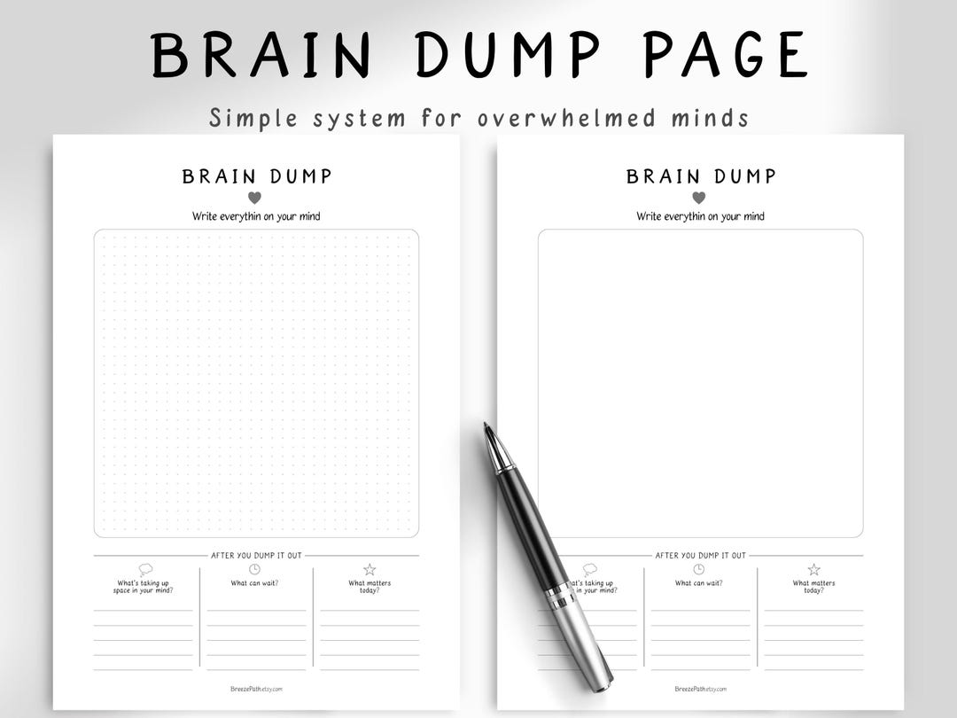 ADHD Brain Dump Printable | Mental Clarity Worksheet | Overwhelmed Mind ...