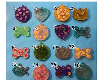 Premade Resin Charms: Customizable Keychain, Pet Tag, Backpack Accessory.