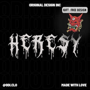 Heresy Gothic Lettering Embroidery | Drip Horror Metal Text Machine Embroidery PES DST JEF | Dark Art | Instant Download