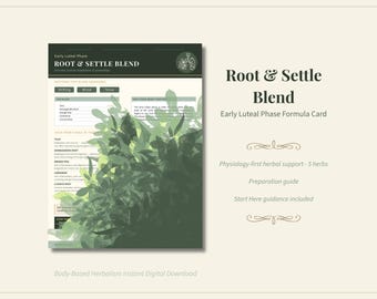 Root & Settle Blend Formula Card – Early Luteal Phase Physiology Support (Digital Download)