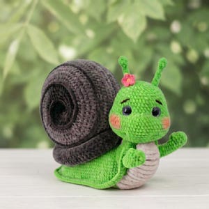 Crochet Snail Pattern PDF, Amigurumi Snail Plush Toy, Beginner snail Animal Crochet (Digital Download)