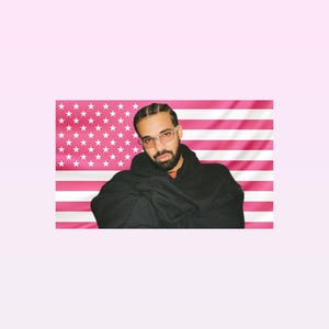 Drake Pink American Flag Tapestry – Rapper Wall Art | Hip Hop Fan Decor | Aesthetic Pink Flag | Music Lover Gift