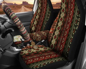 Capas de Assento Tribal Asteca | Acessórios Geométricos para Carros com Tema Nativo do Sudoeste