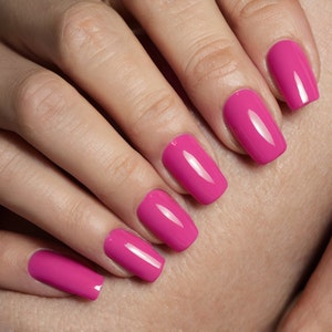 Vivid PINK VEGAN Nail Polish | NATURAL Nail Lacquer | Silver Gel Polish | Safe on kids Water-Based Non-Toxic Nail Polish |  Color Coat