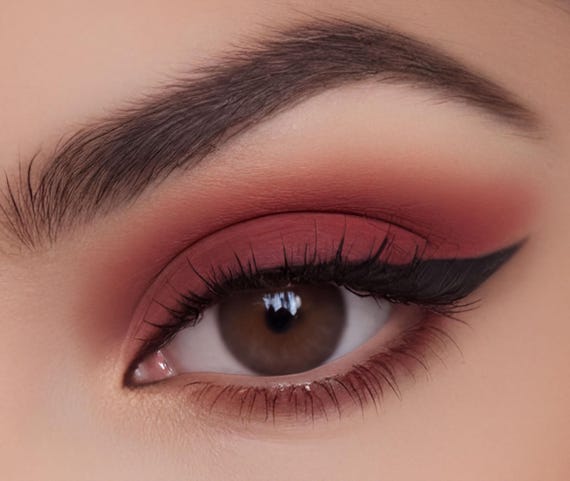 Red Mineral Makeup, Organic Vegan Maroon Matte Eyeshadow - Brick Pigments, Velvety Finish, Multiuse
