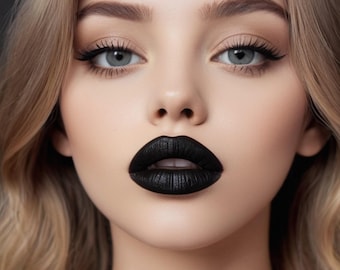 Matte Black Lipstick, Vegan Liquid Color | Organic Formula, Creamy Non-Sticky Texture, Nourishing Vitamin E
