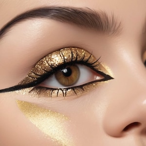 Cruelty Free Liner, Gold Glitter Liquid Eyeliner | Organic Vegan Formula | Precision Tip Applicator