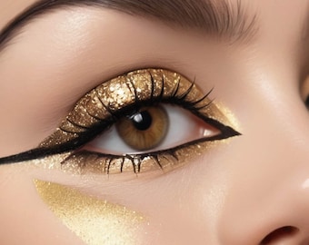 Cruelty Free Liner, Gold Glitter Liquid Eyeliner | Organic Vegan Formula | Precision Tip Applicator