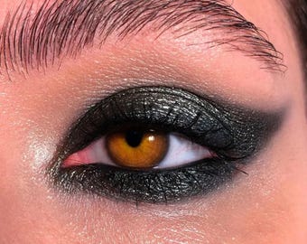Black Sparkle Gel, Organic Smokey Eye Eyeliner | Vegan Plant-Based Formula, Precision Fine-Tip, Sensitive Eyes Safe