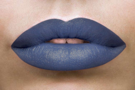 blue matte lipstick