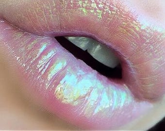 Pink Shimmer Gloss, Holographic Vegan Lip Shine | Organic Formula, Hydrating Nonsticky Finish