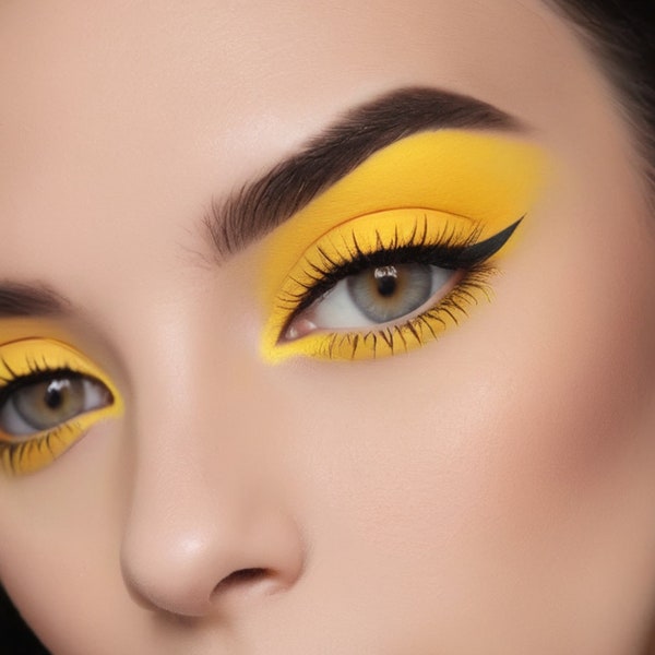 YELLOW EyeShadow | Organic Vegan Bright Lemon | Matte Eye Shadows | Mineral Makeup | Zero Waste Cosmetics | Yellow Liquid Liner
