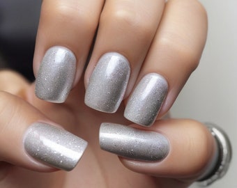 Glitter Gray Vegan Nail Polish: Non-Toxic Water-Based Lacquer