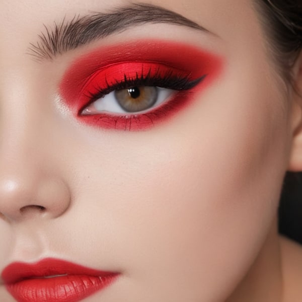 RED EyeShadow | Mineral Organic Vegan Makeup |  Titanium dioxide FREE Makeup | Bright, Matte Red Eye Shadow | Red Liquid Eye Liner  Liner