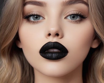 Matte BLACK Lip gloss | Liquid Lipstick | Organic, Vegan, Plastic Free | Handmade Cruelty Free | Super Long Lasting | Waterproof Lip Color