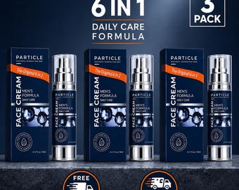 3 Pack Particle Face Cream for Men –6 in 1 Anti Aging cream , Hydrating Daily Skincare,Mens Skin care Gift  personalized customized.