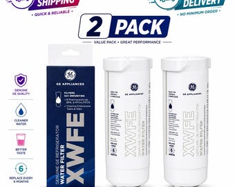GE XWFE Water Filter 2 Pack Without Chip | Refrigerator Replacement Filter | BPA & Chlorine Reduction personalized customized.