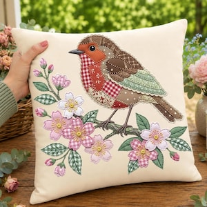 Cottagecore Robin PNG, Patchwork Faux Broderi PNG, Höst PNG, Patchwork PNG, Patchwork Applikation Sublimeringsdesign, Digital Nedladdning