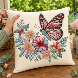 Cottagecore vlinder PNG, Patchwork vlinder nepborduurwerk PNG, vlinder PNG, Patchwork applicatie sublimatieontwerp, digitale download
