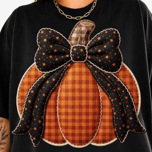 Citrouille patchwork PNG, Halloween PNG, Saison des frissons PNG, Automne PNG, Citrouille Coquette Halloween PNG, Motif pour t-shirt d'Halloween, Fichier numérique