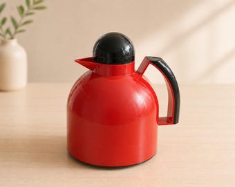 Thermos Vintage Guzzini Rosso e Nero – Caraffa Termica Made in Italy, Design Italiano Anni ’80, Papillon di Furio Minuti