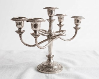 Vintage 5-armiger, versilberter Kandelaber – Made in England, Mayell, eleganter 26 cm Kerzenhalter, klassischer englischer Stil