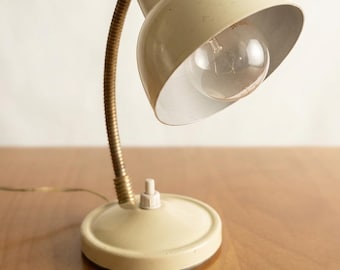 Kleine Vintage-Tischlampe aus den 1950er/1960er Jahren – Schreibtischlampe mit flexiblem Arm, emailliertes Metall, 20 cm