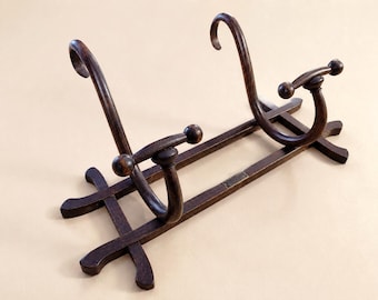 Originele Thonet Vienna wandkapstok uit het begin van de twintigste eeuw, gebogen hout in art nouveau-stijl, Turijnse distributieplaat.