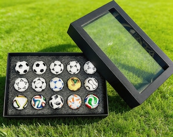 WM Mini Fußball Replika Set, 15-teilige Sammlerbälle, Andenken Ornament für Fußballfans